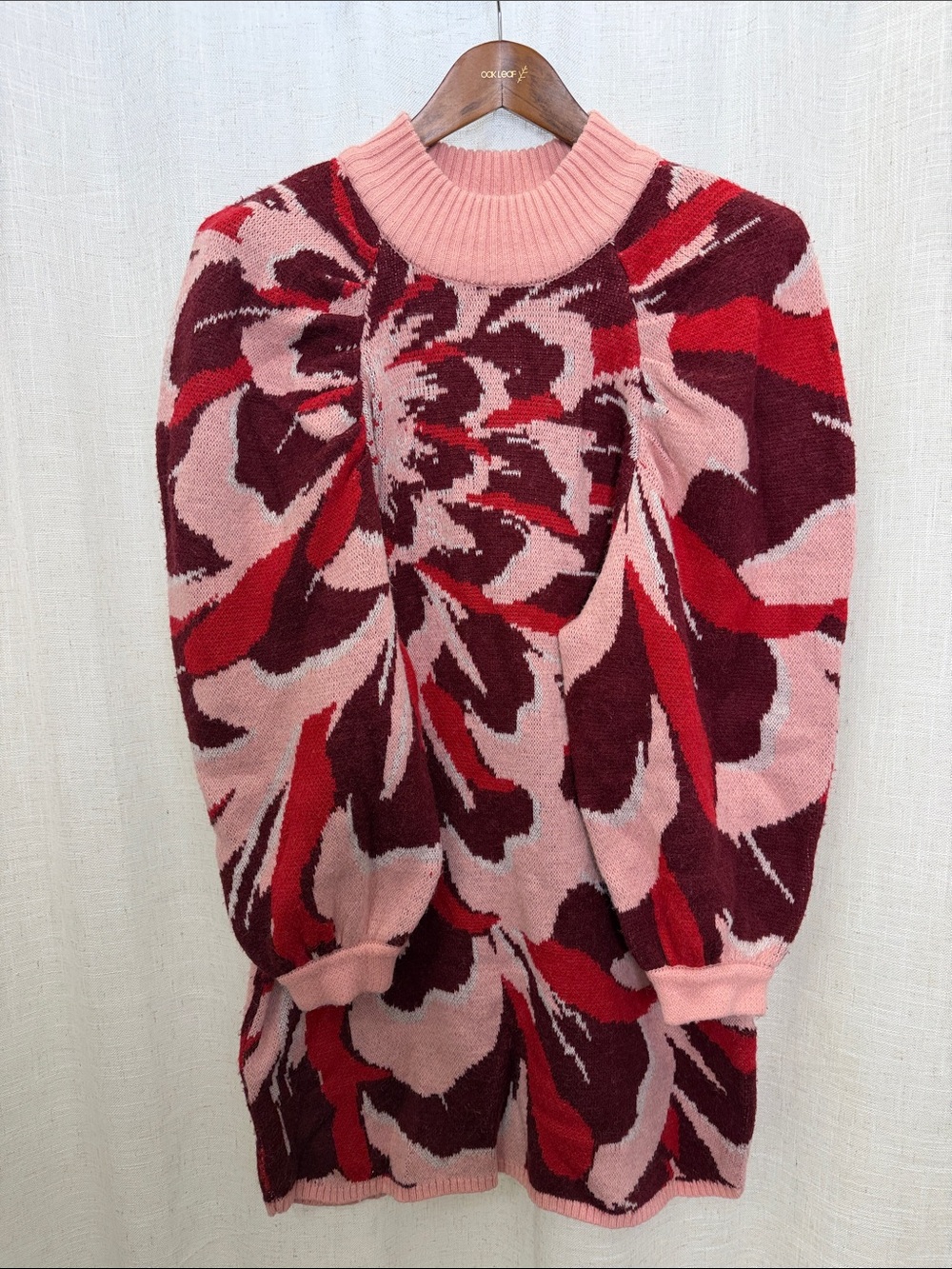 Farm Rio For Nuuly Sweater Turtleneck Long Puffed Sleeve Dress Size Large